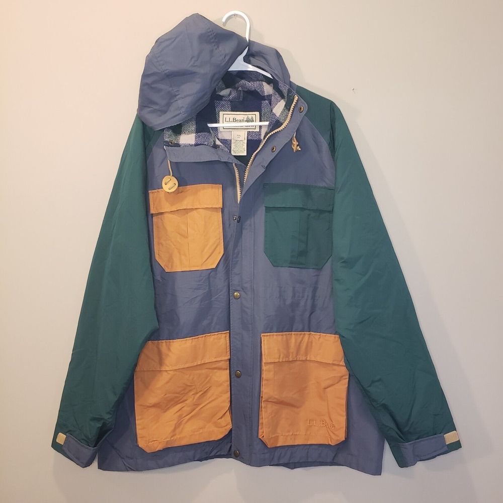 LL Bean Mens Baxter State Hooded Parka Coat Down Jacket XXL 2XL Colorblock RARE